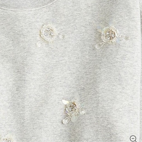 J. Crew Heritage fleece crewneck sweatshirt with sequin flower - Picture 2 of 9